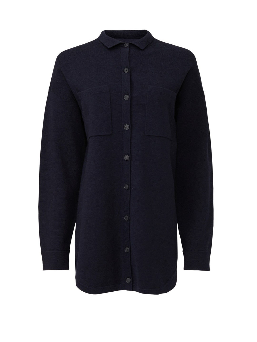 NAADAM Knit Shirt Jacket in Dark Navy